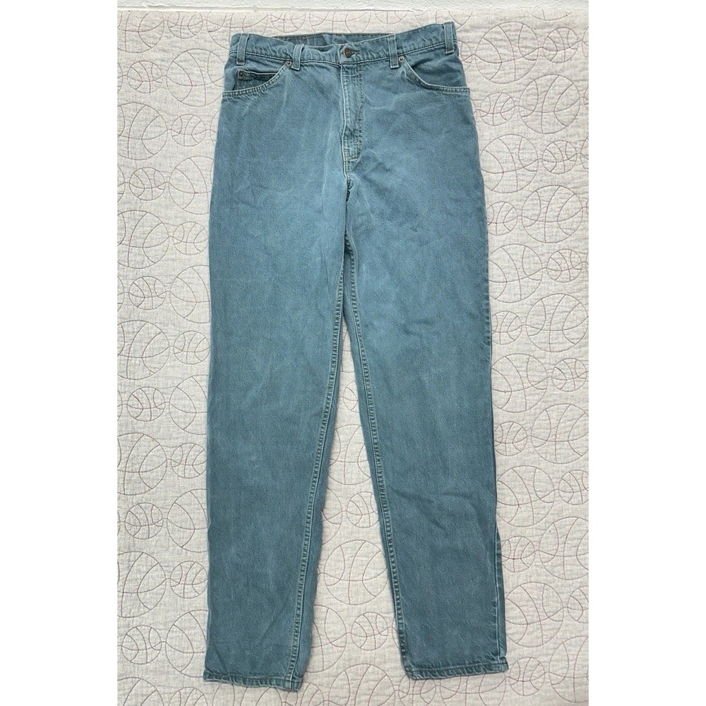 Vintage 90s Levi’s 550 Jeans Mens 34x36 Teal Blue Orange Tab USA Relaxed Tapered